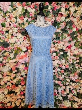Tahari Light Blue A-Line midi Dress